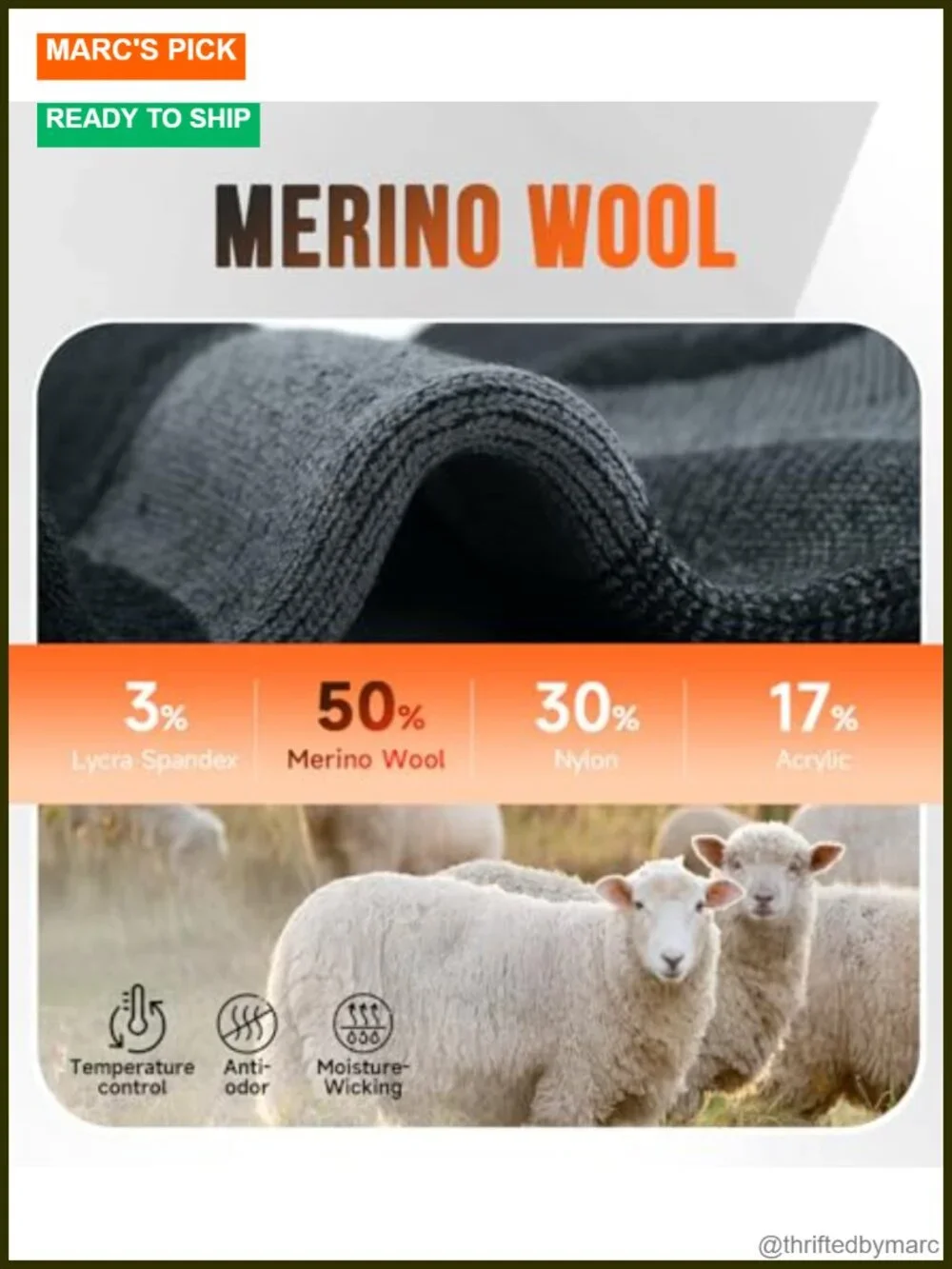 Merino Wool Hiking Socks for Men Women 3 Pair Lightweight Breathable Seamless